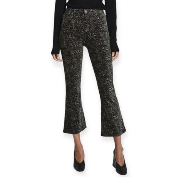 New AG The Quinne Crop High Rise Kick Flare Velvet Pant in Gallant Paisley sz 23 - Picture 1 of 15